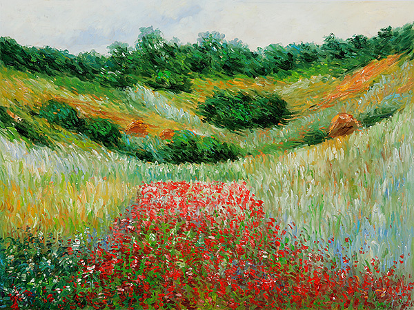 Poppy Field In A Valley Near Giverny-Claude Monet Painting